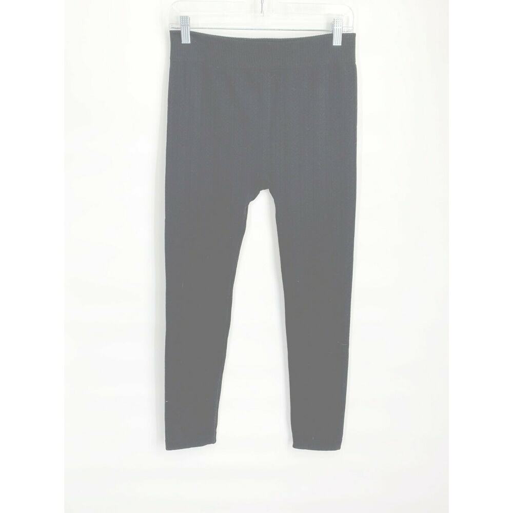 Studio Fleece Black Cable Knit Leggings Size L/XL